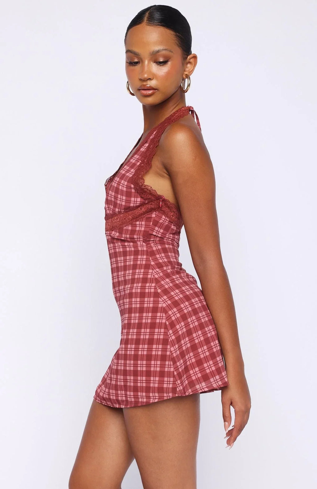 A Girl's Girl Mini Dress Berry Plaid