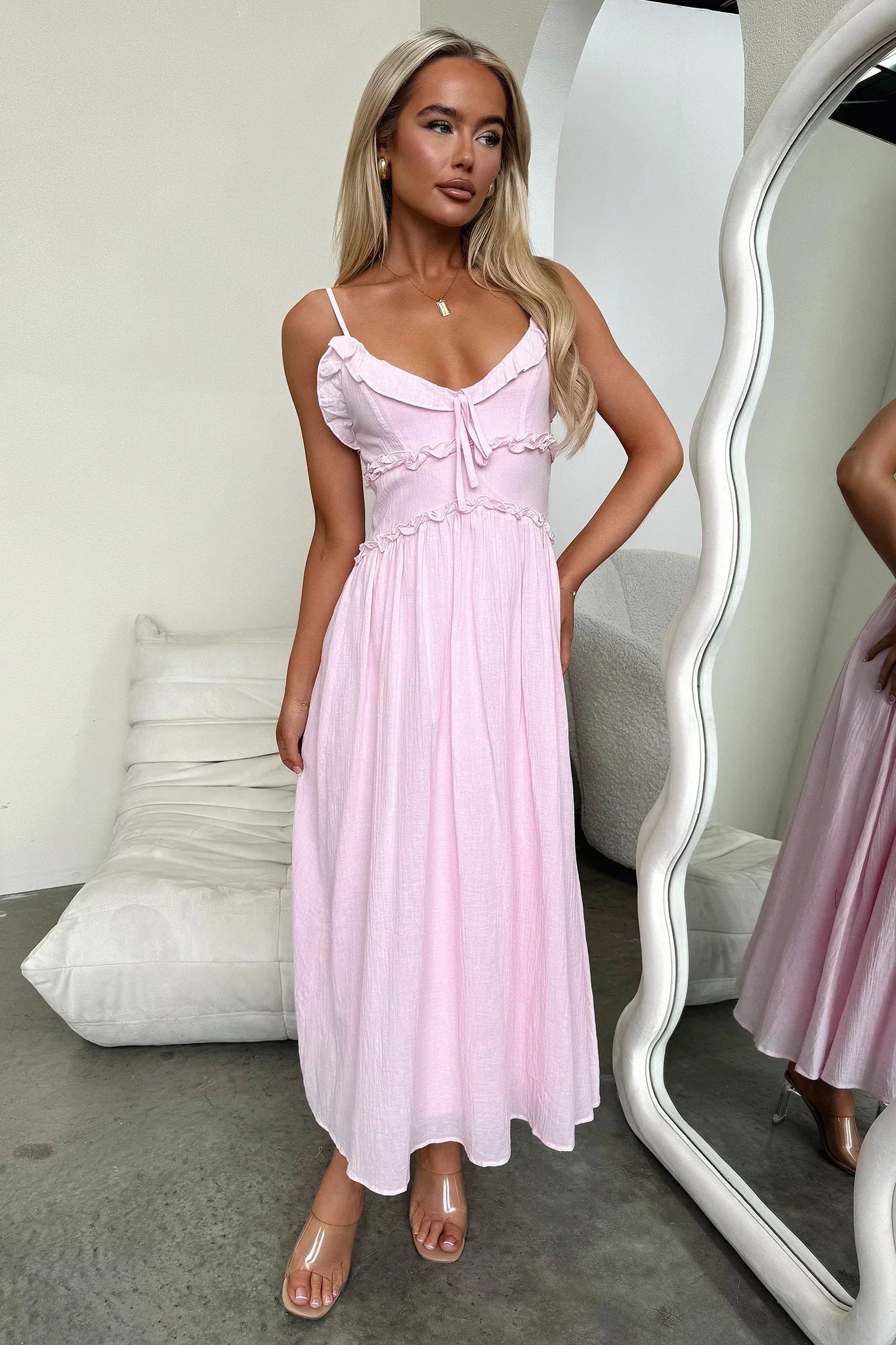 Nicola Midi-Kleid – Babyrosa