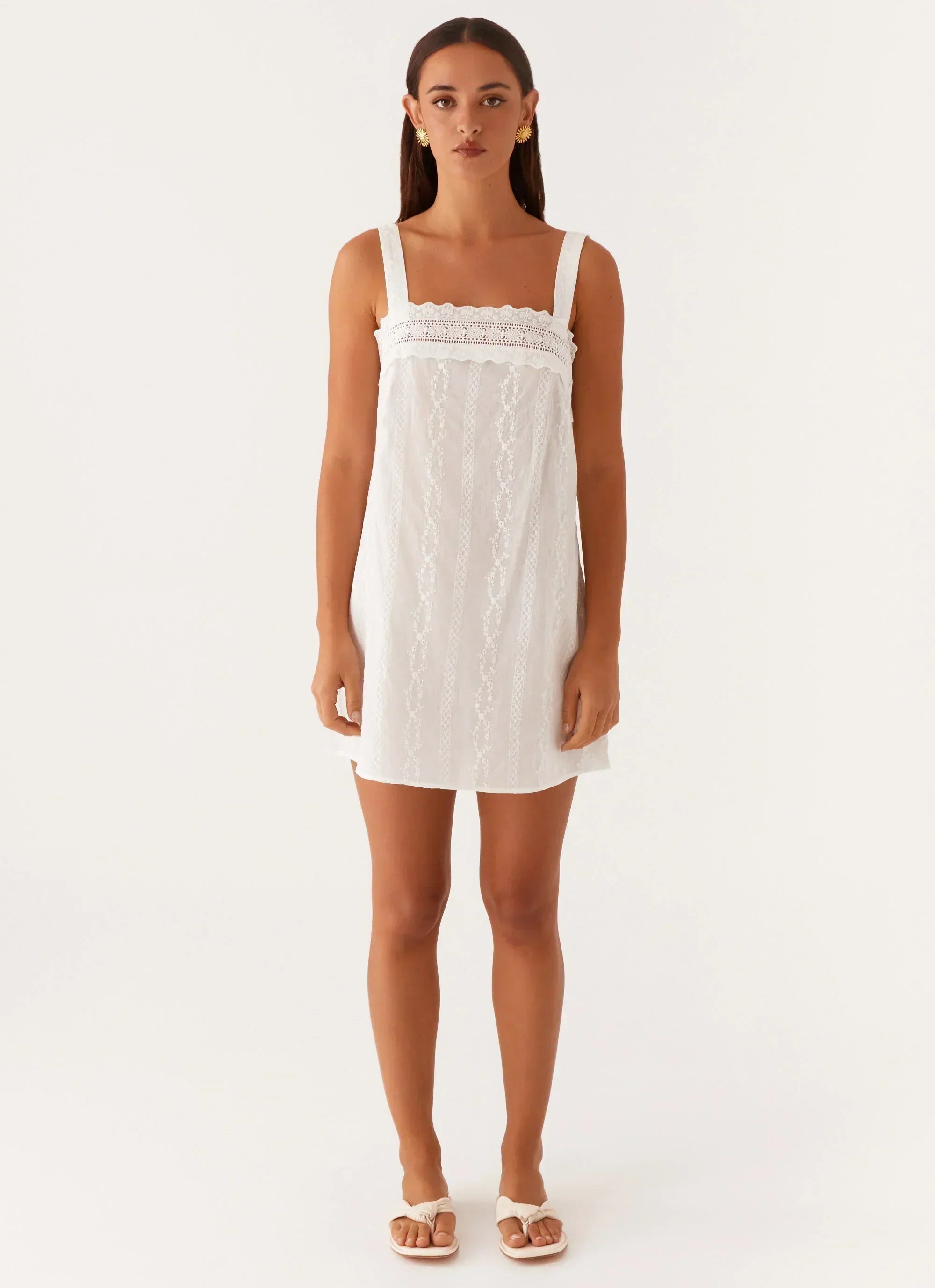 Calla Broderie Minikleid – Weiß