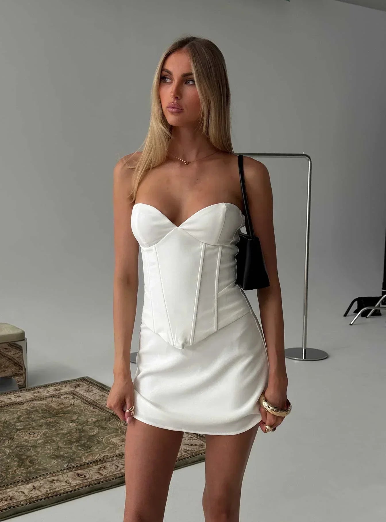 Loryn Sweetheart Korsett Minikleid Weiß
