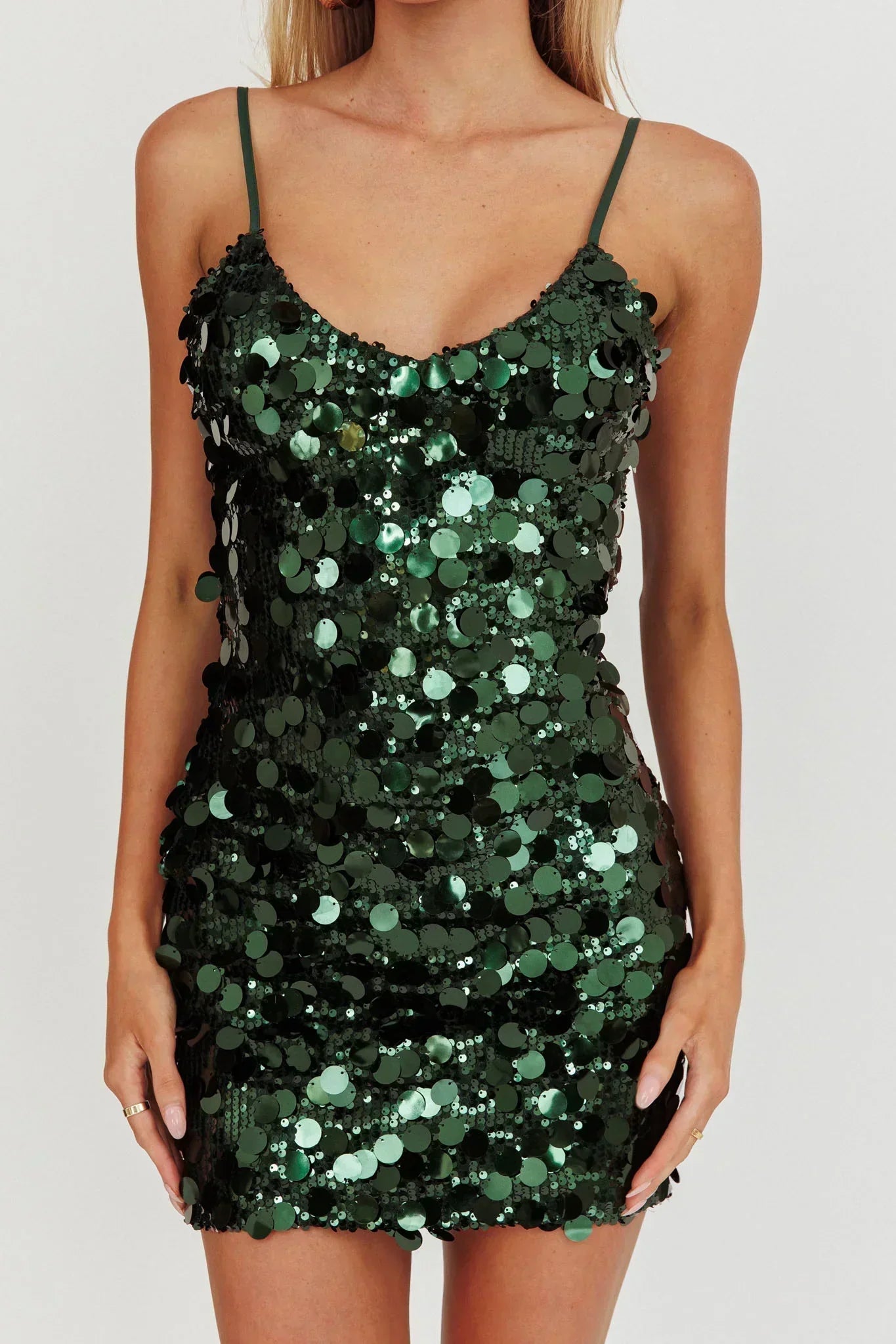 Moon Dust Pailletten-Minikleid Waldgrün