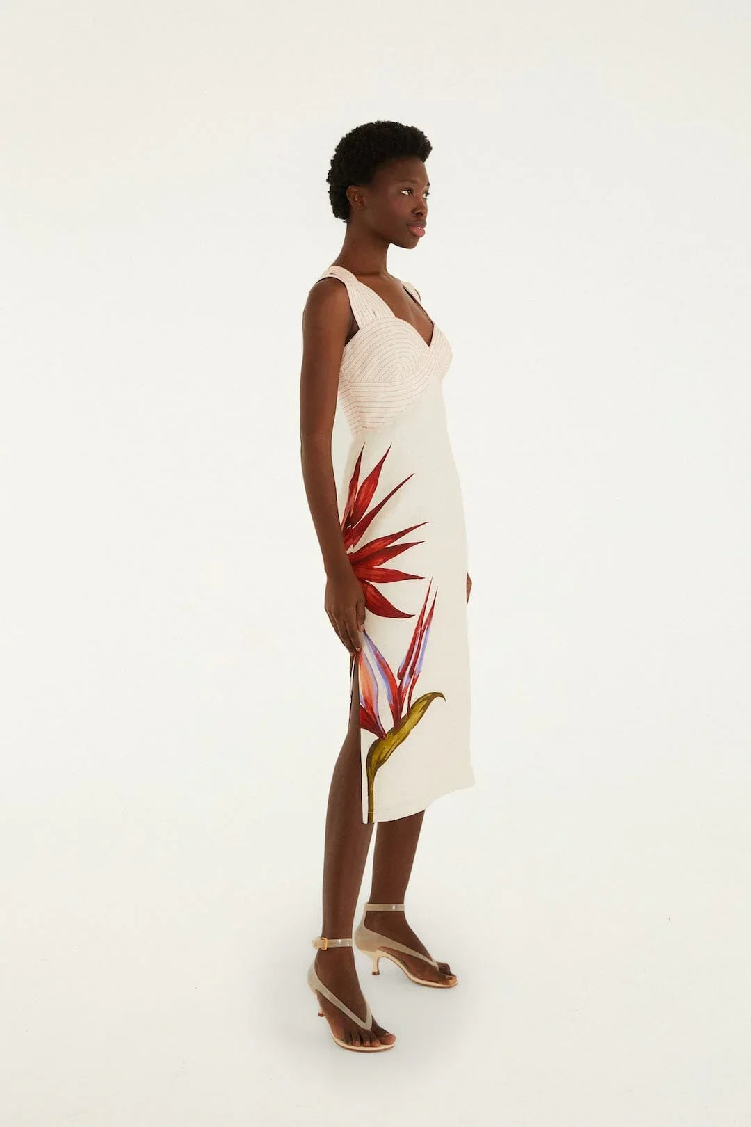 Midikleid Strelitzia in Sandfarbe