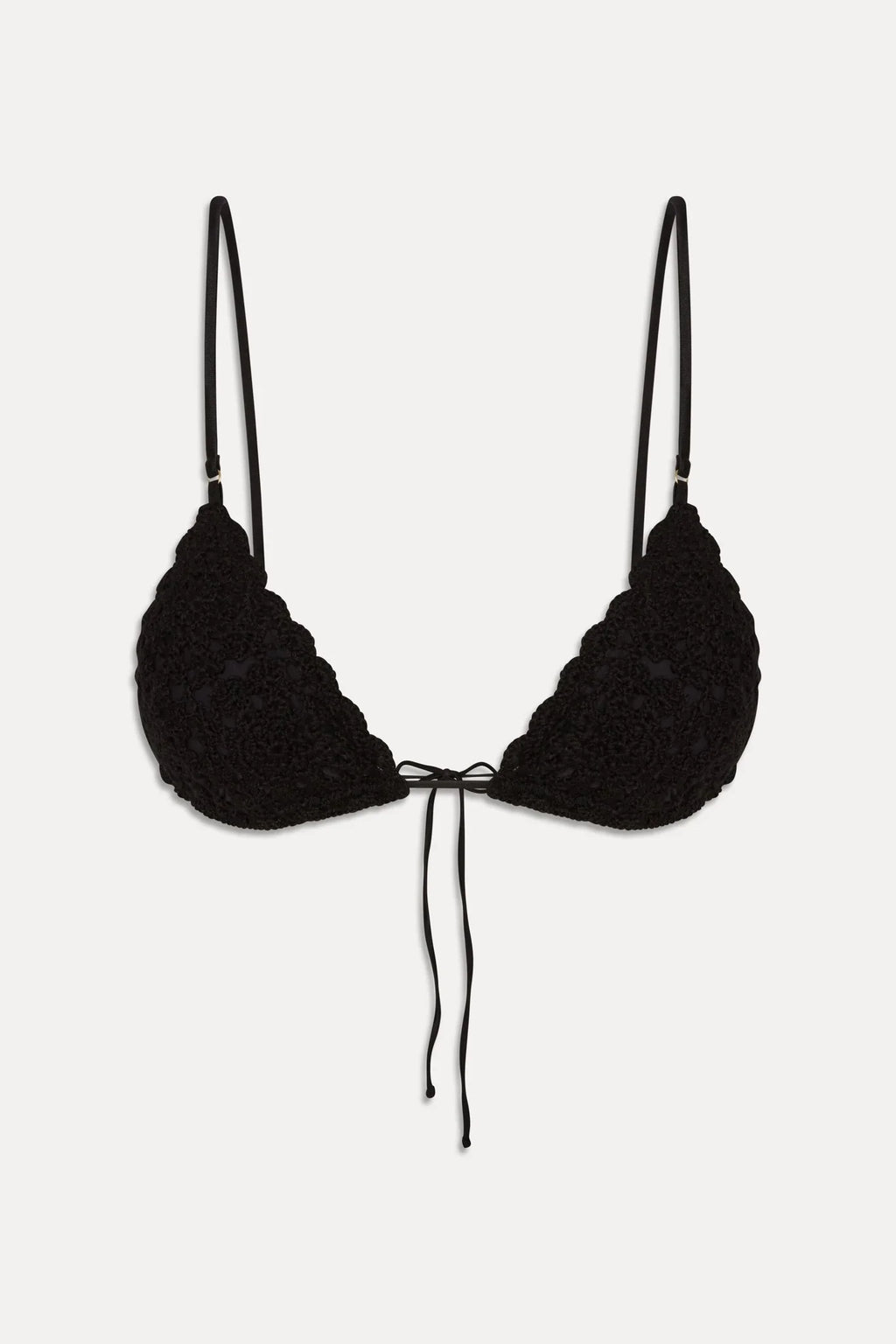 Elena Crochet Shine Bikini Top - Black