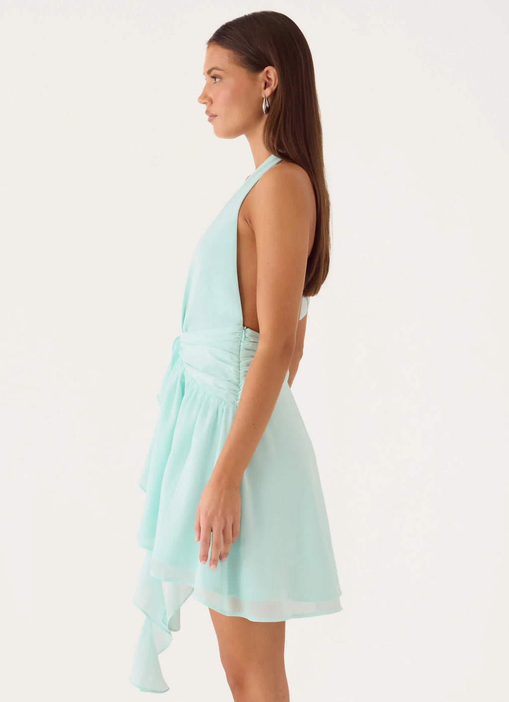 Guide You Neckholder-Minikleid – Aqua