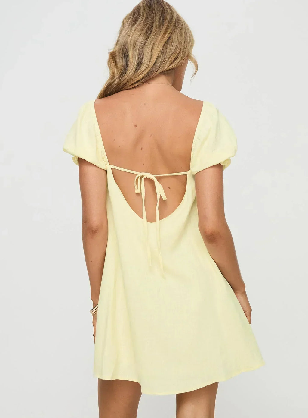 Beyond Leinen-Mischgewebe Minikleid Gelb