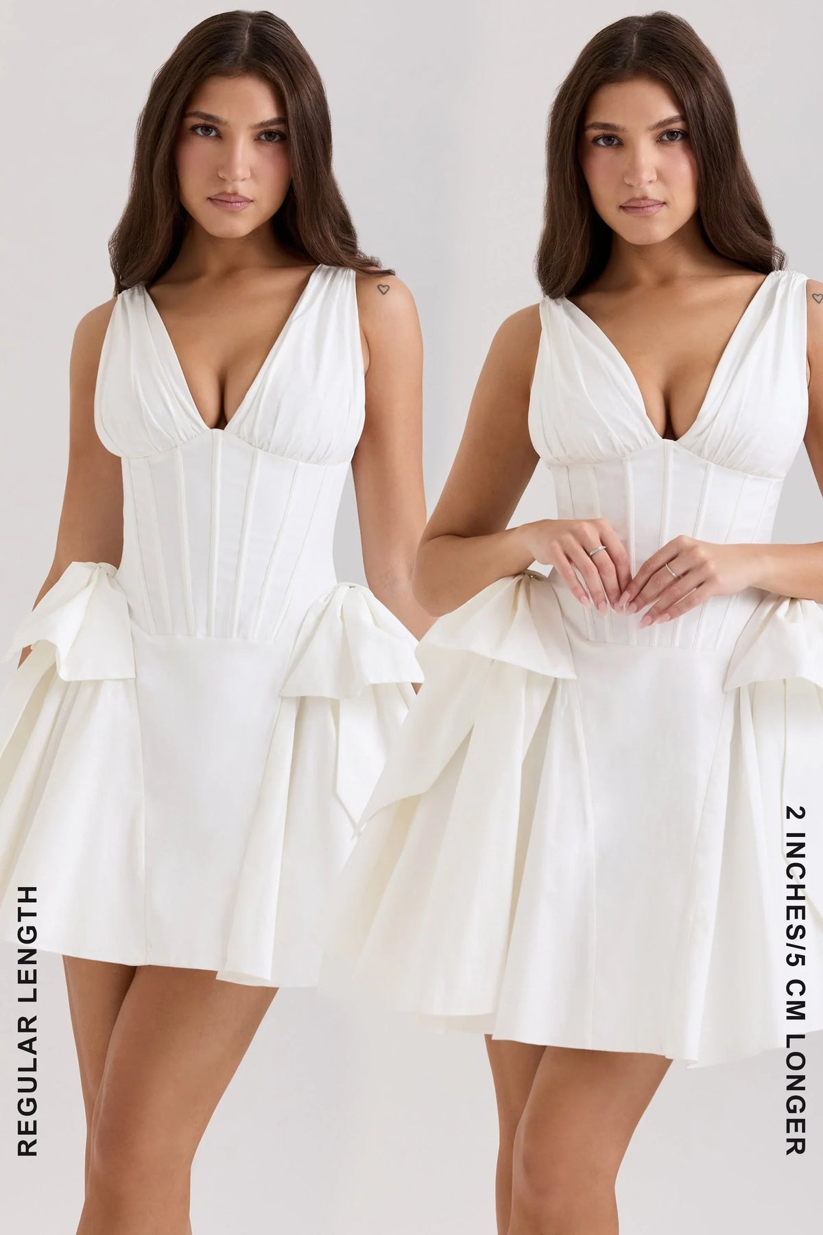 weißes Stretch-Baumwoll-Kleid mit Schleife