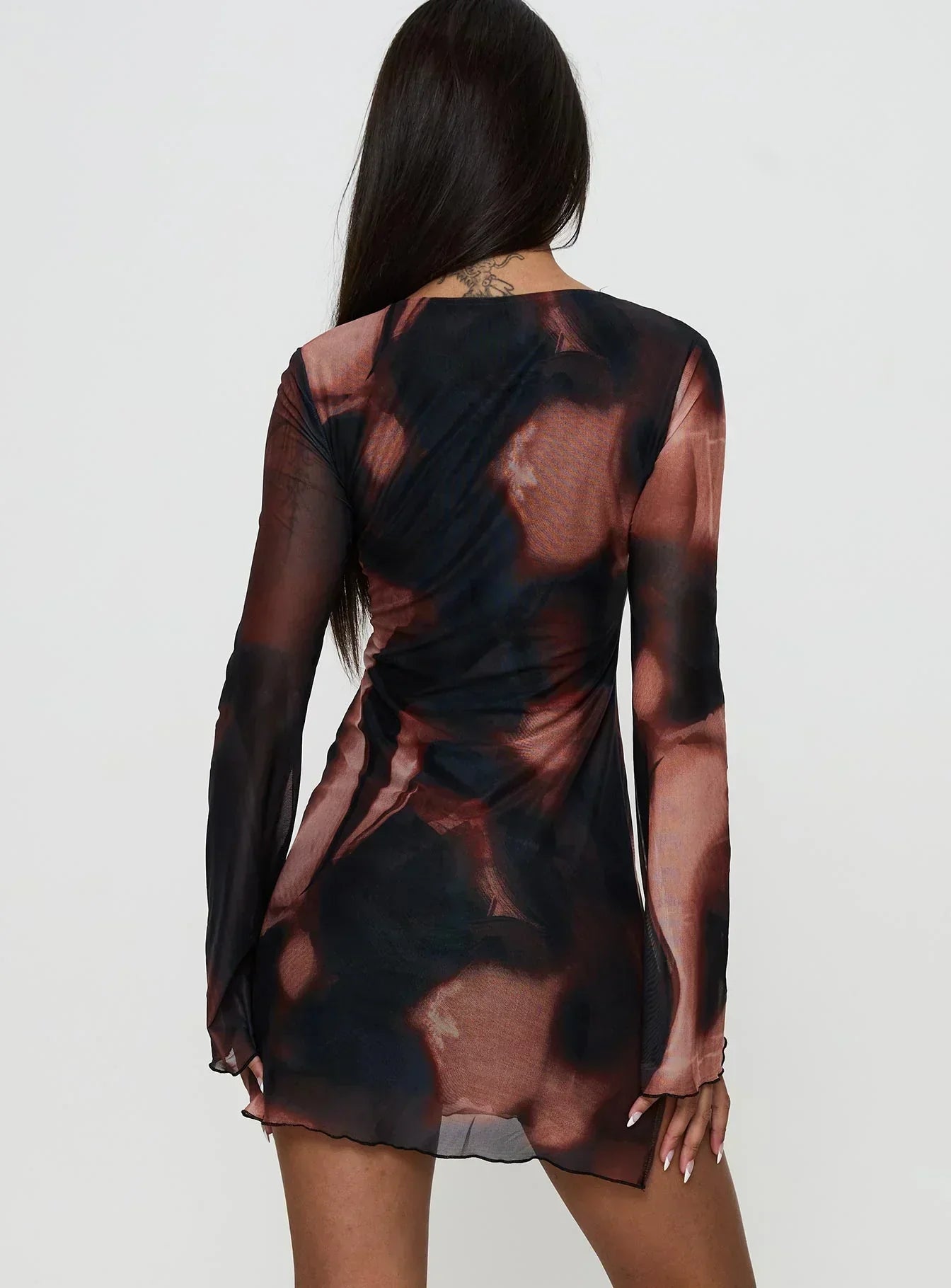 Nyxia Langarm-Minikleid Multi