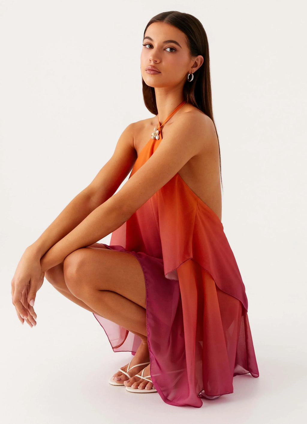 Twin Flame Minikleid – Orangefarbener Farbverlauf