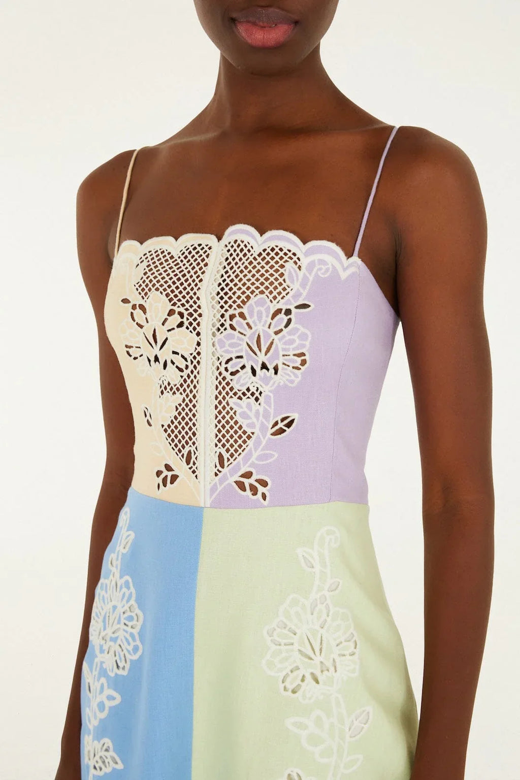 Multicolor Embroidered Midi Dress