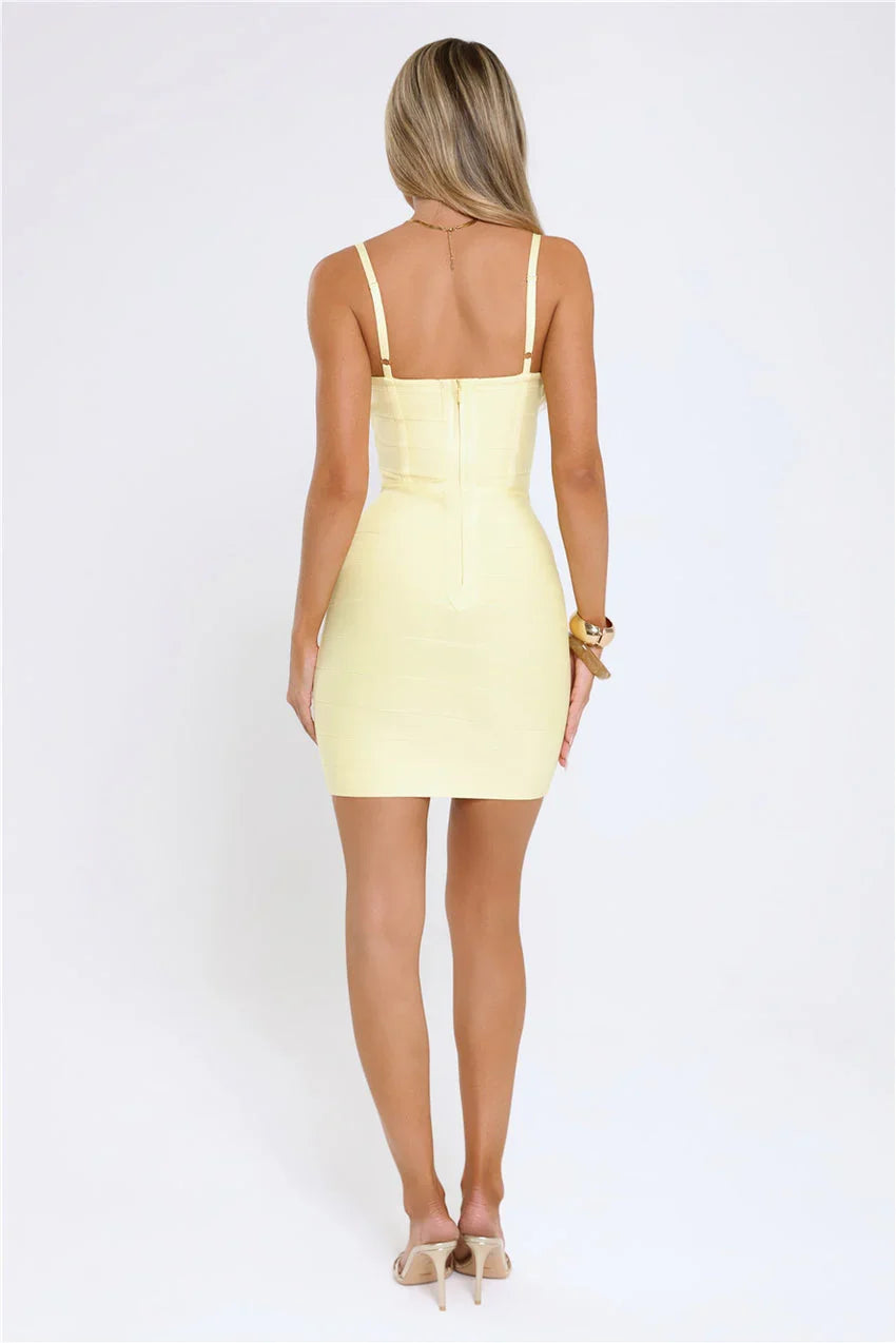 Ikonisches Edge Bandage Minikleid Gelb