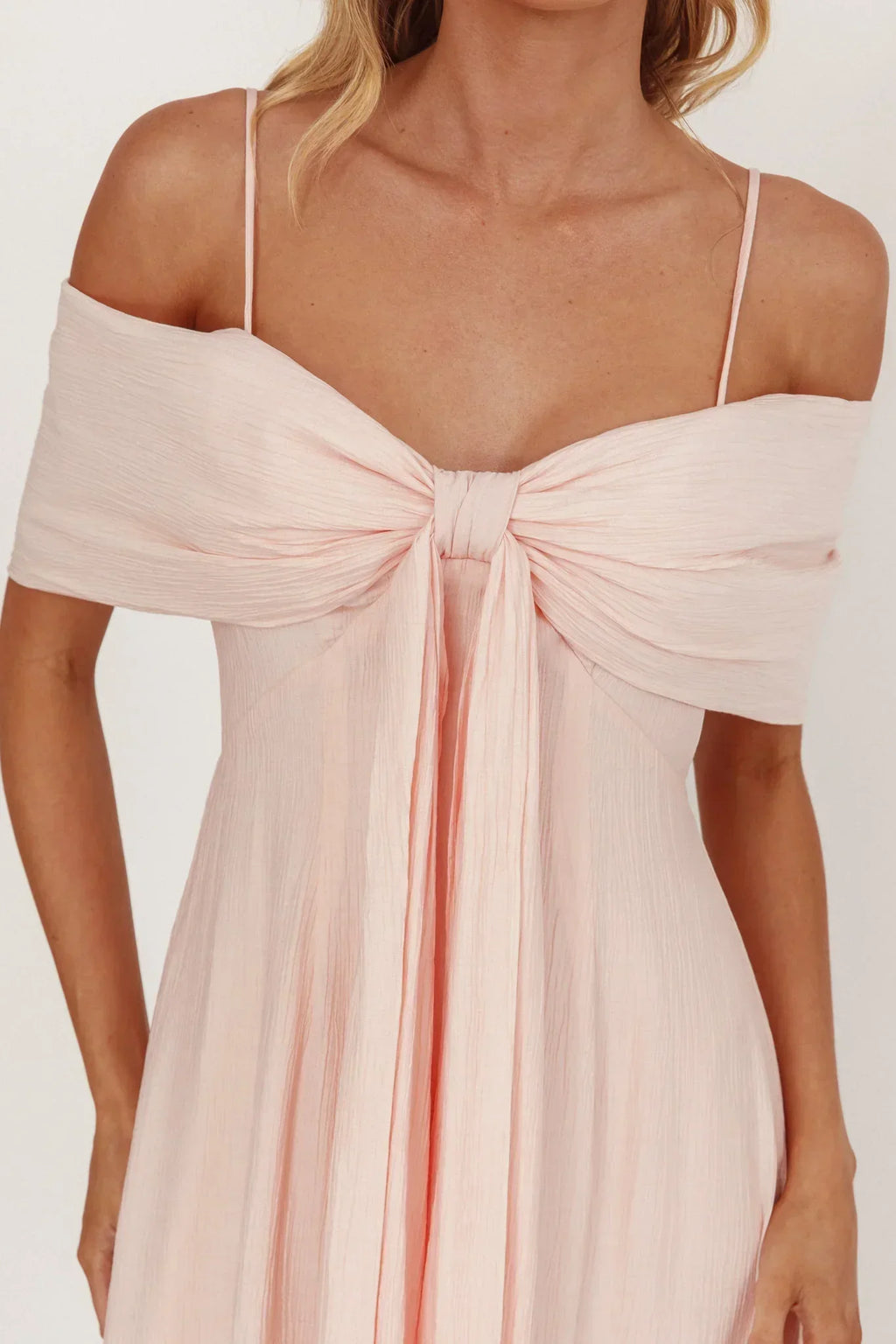 Lillibet Bow Tied Bust Midi-Kleid Rosa