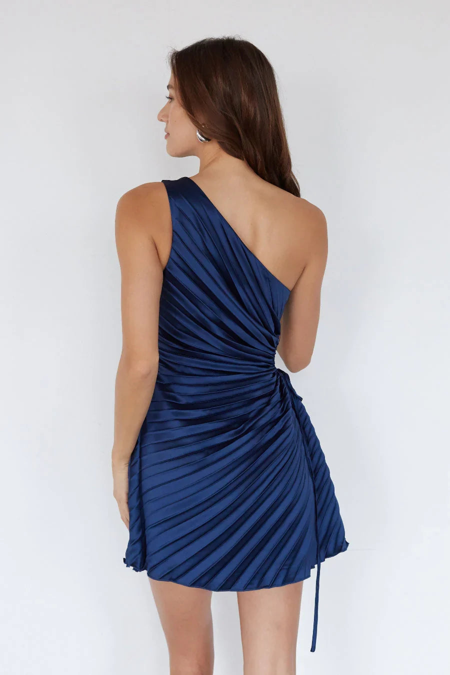 Carrie One-Shoulder-Plissee-Minikleid