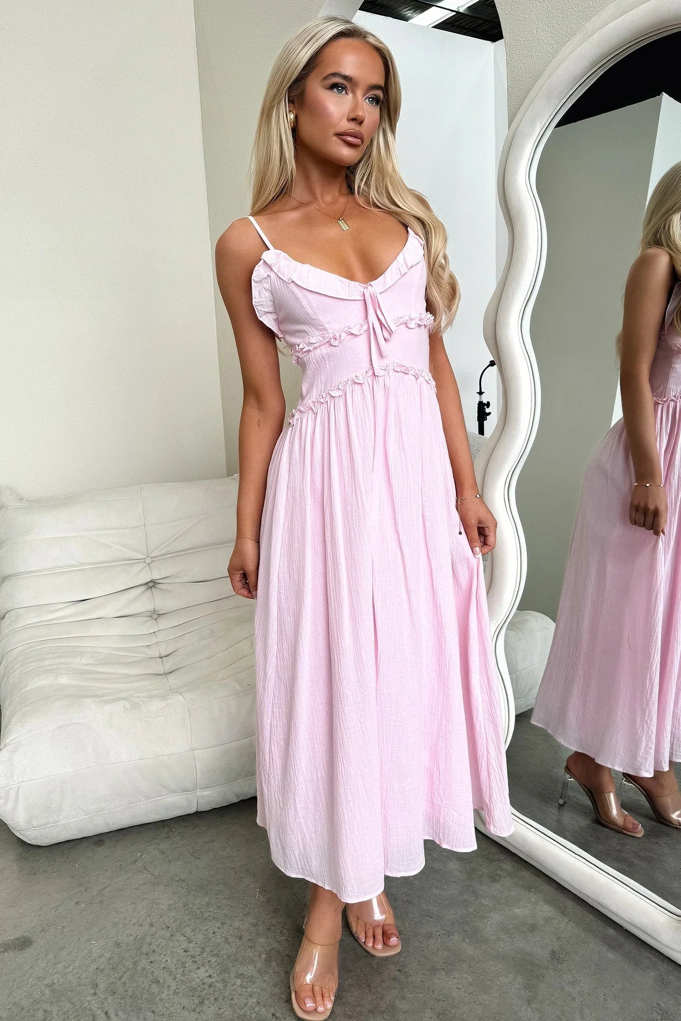 Nicola Midi-Kleid – Babyrosa