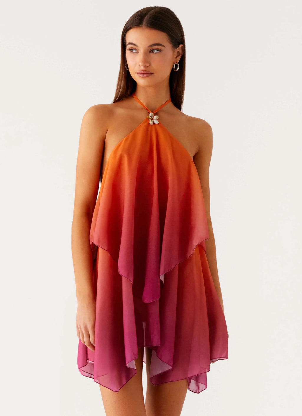Twin Flame Minikleid – Orangefarbener Farbverlauf