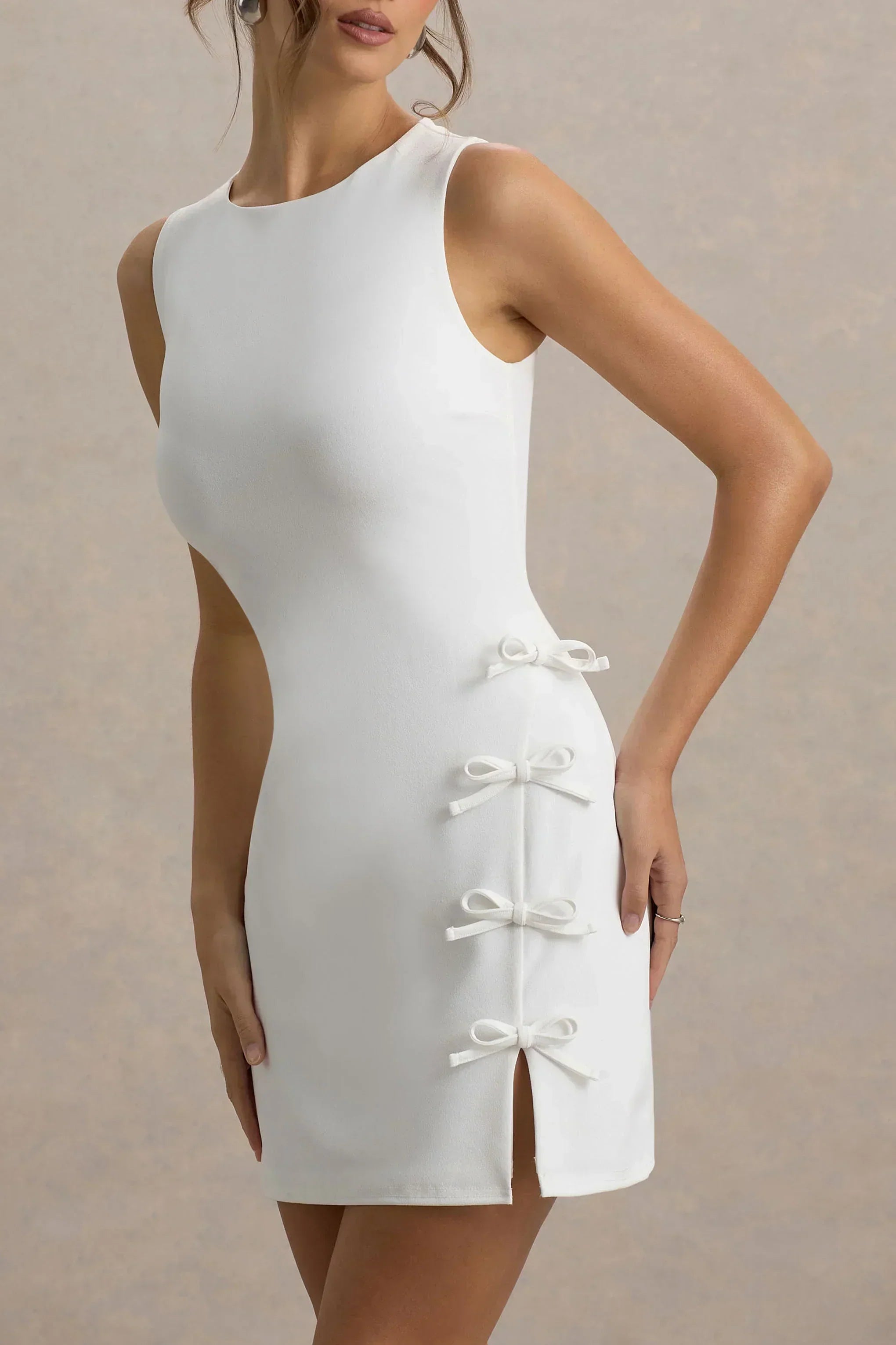 Kalina | Weißes Minikleid mit Schleifendetail