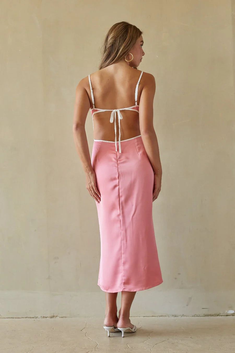 Adalyn Contrast Satin Midi Dress