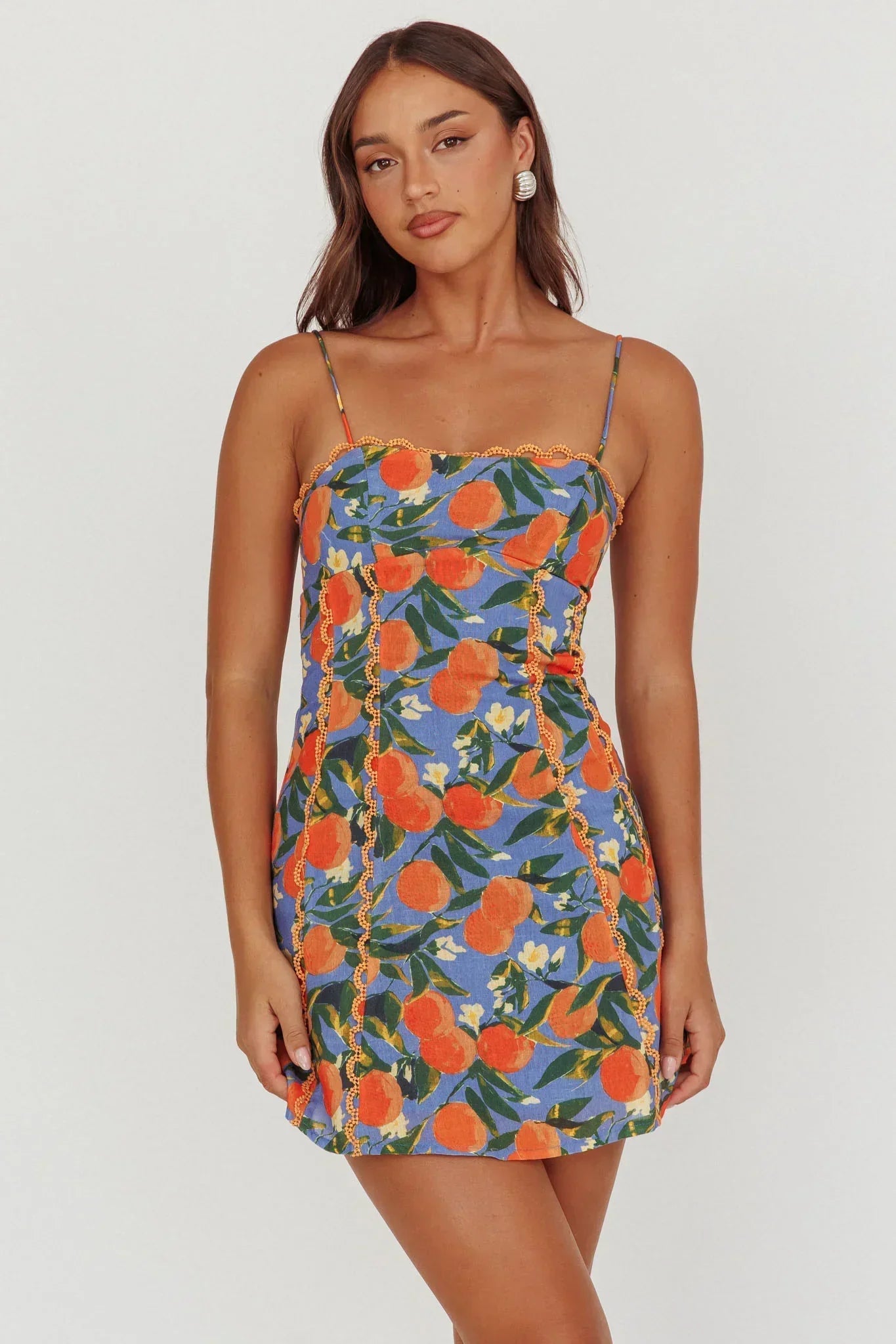 Chamberlain Mini-Kleid mit Wellenkante Zitrusorange