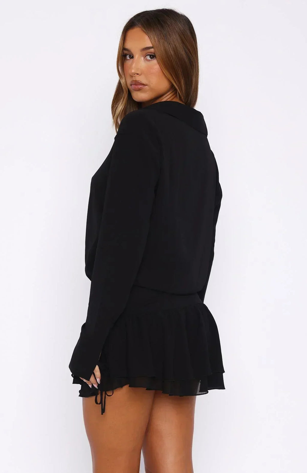 Can't Get Me Langarm-Minikleid Schwarz