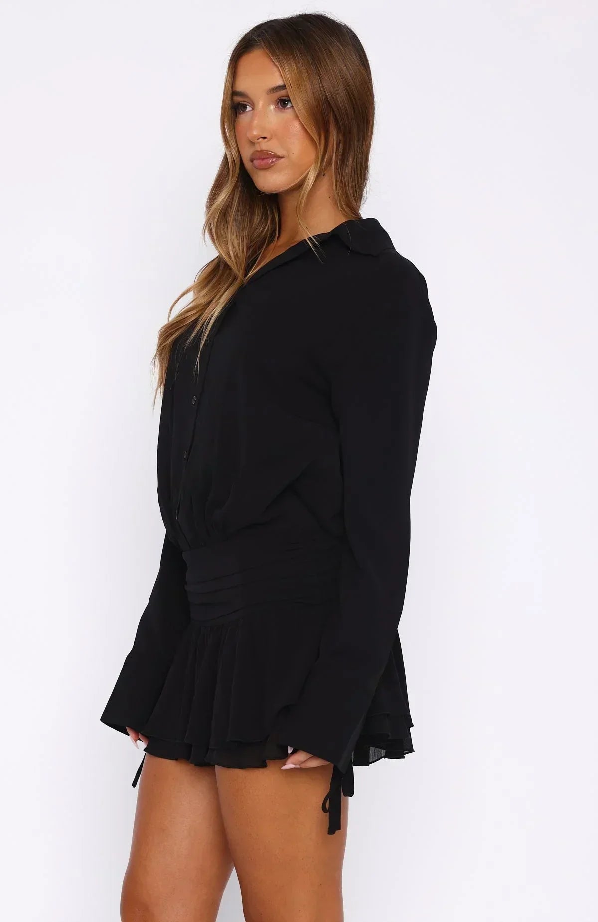 Can't Get Me Langarm-Minikleid Schwarz