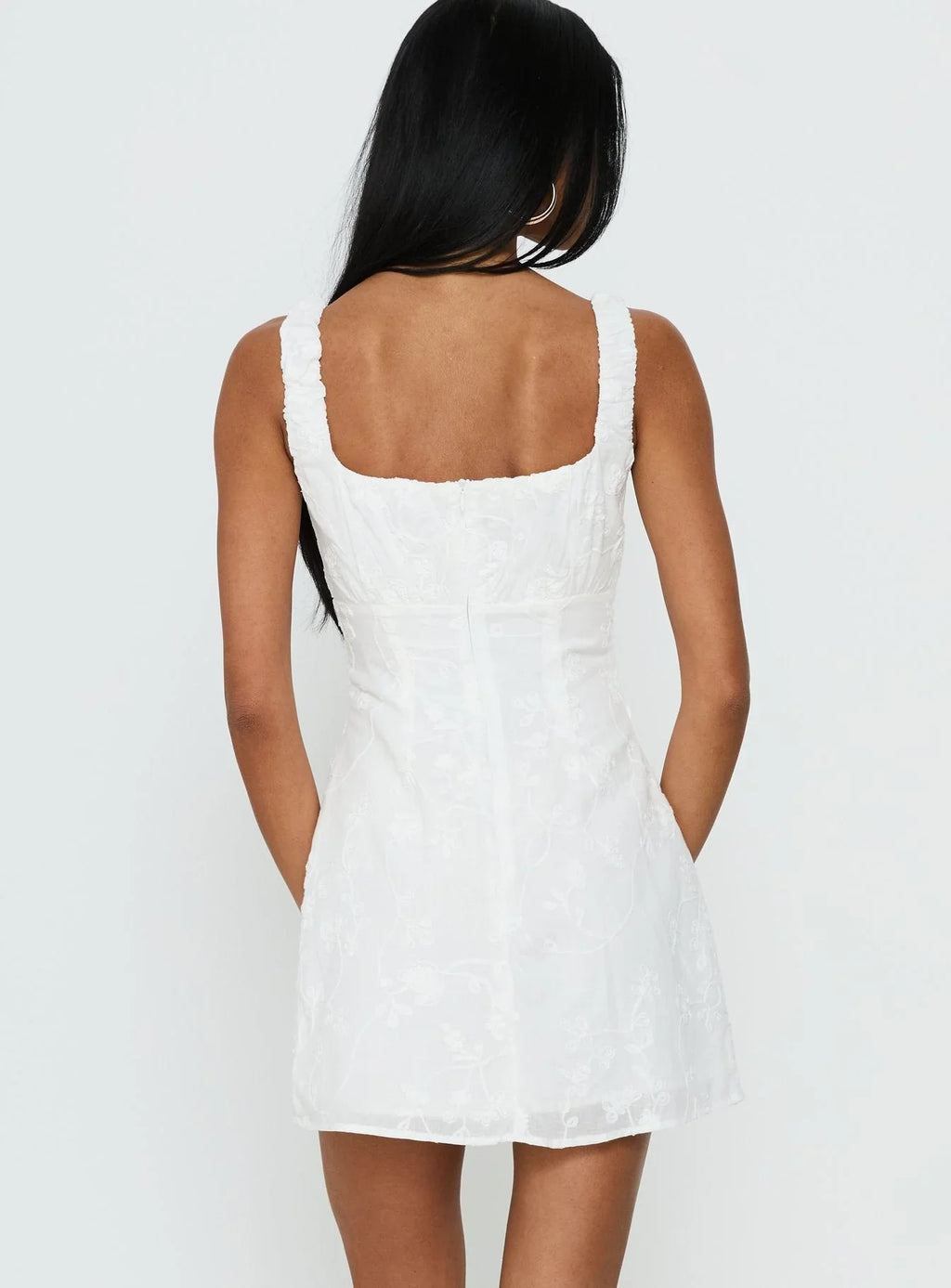 Donnamarie Embroidered Mini Dress White