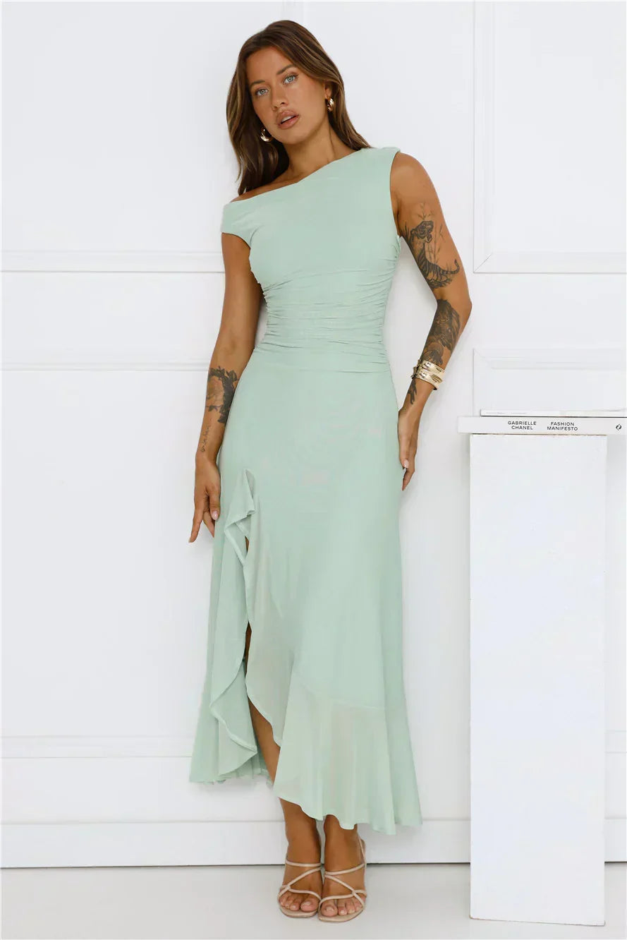 Müheloses Off-Shoulder Midi-Kleid aus Mesh für Mädchen