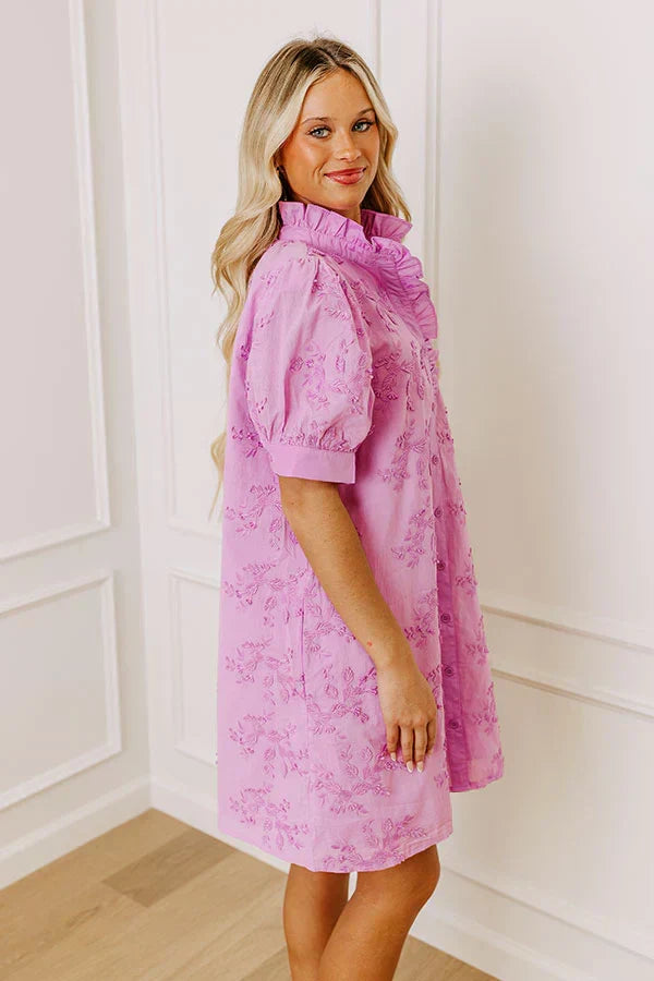 Besticktes Minikleid „Sunday Brunch“ in Lavendel