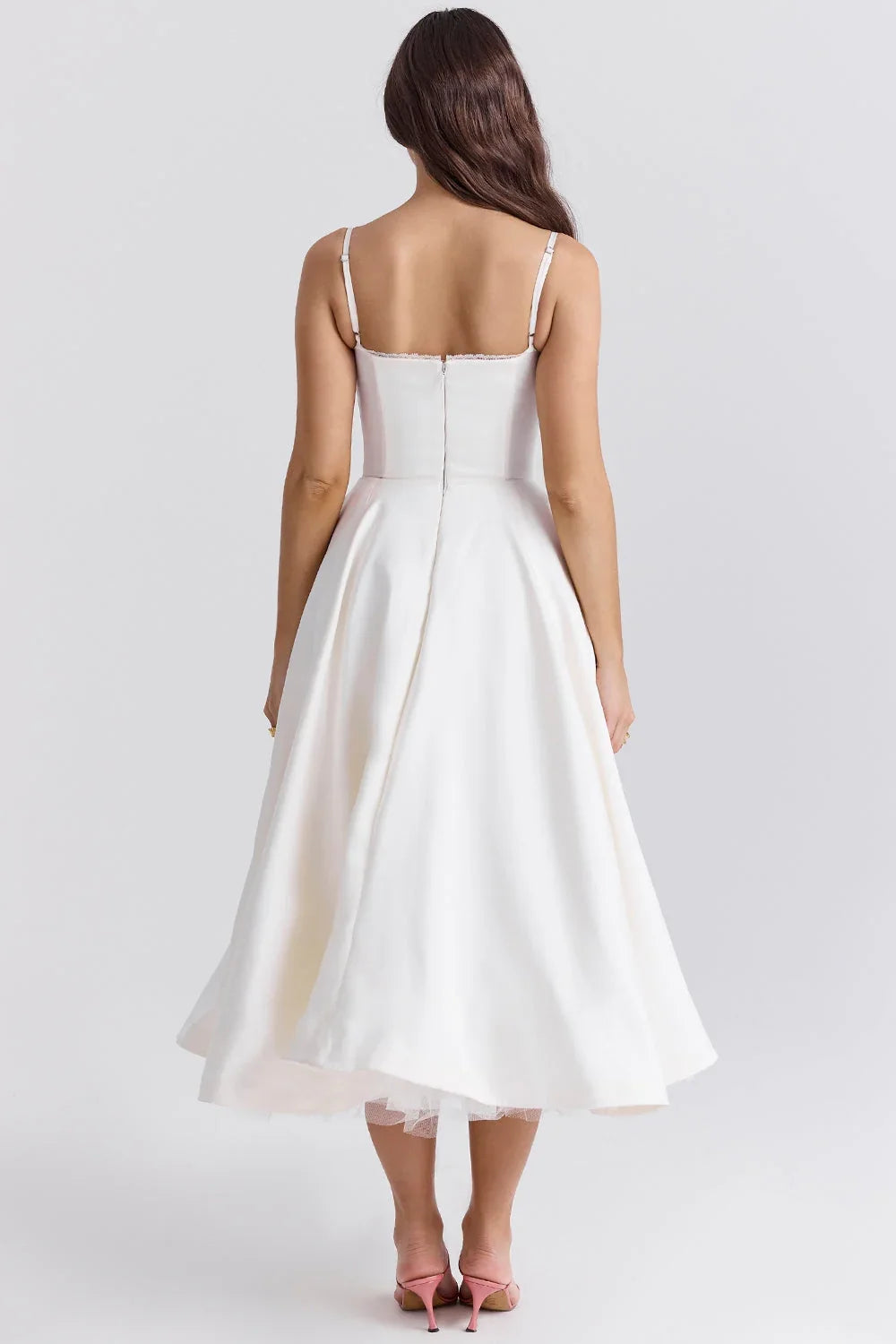 weißes Tüll-Midikleid