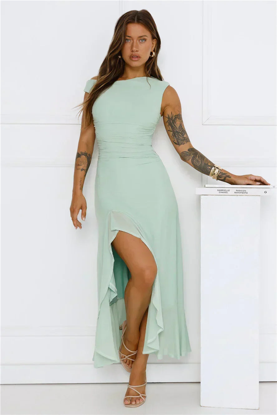 Müheloses Off-Shoulder Midi-Kleid aus Mesh für Mädchen