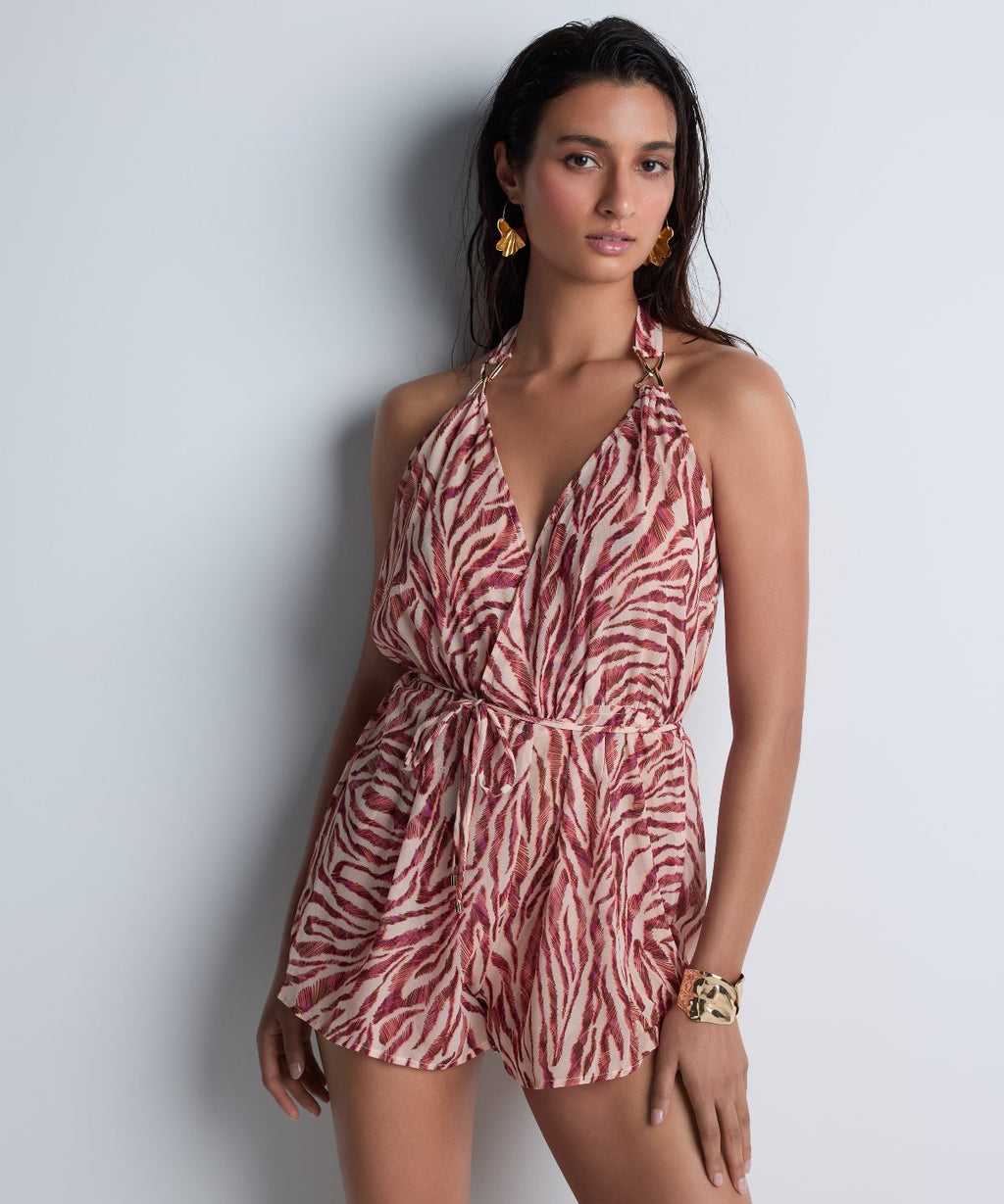 Strand-Combishort Rosa Tiger