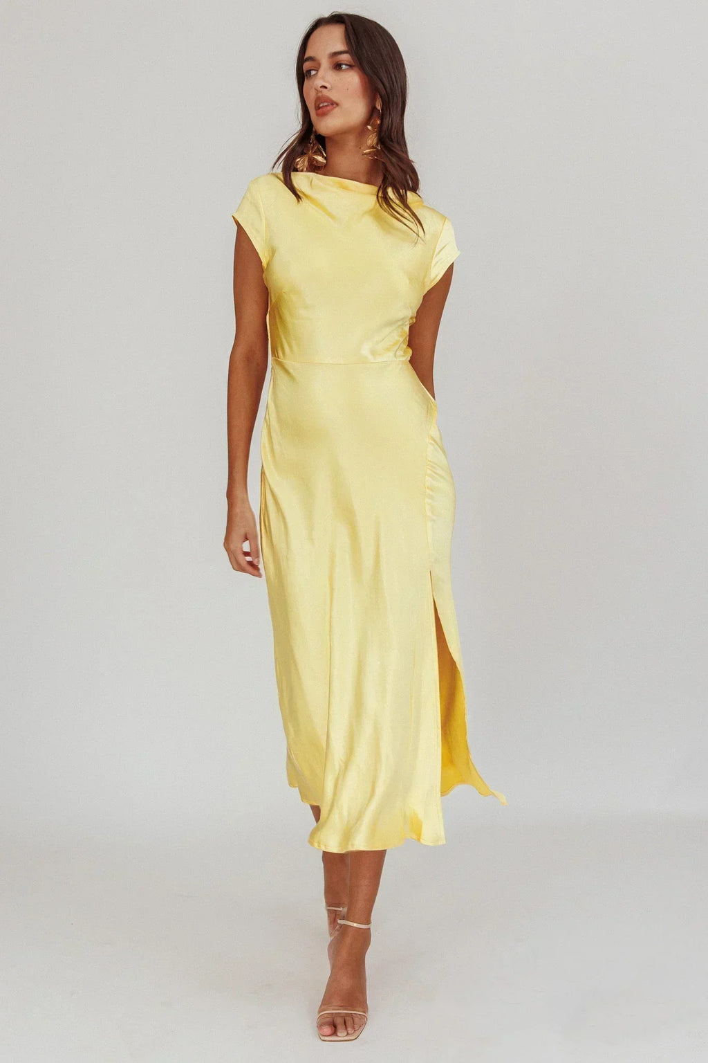 Lucinda Twist-Back Midikleid Butter