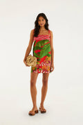 Roter Obsttrolley-Bananen-Quasten-Minikleid