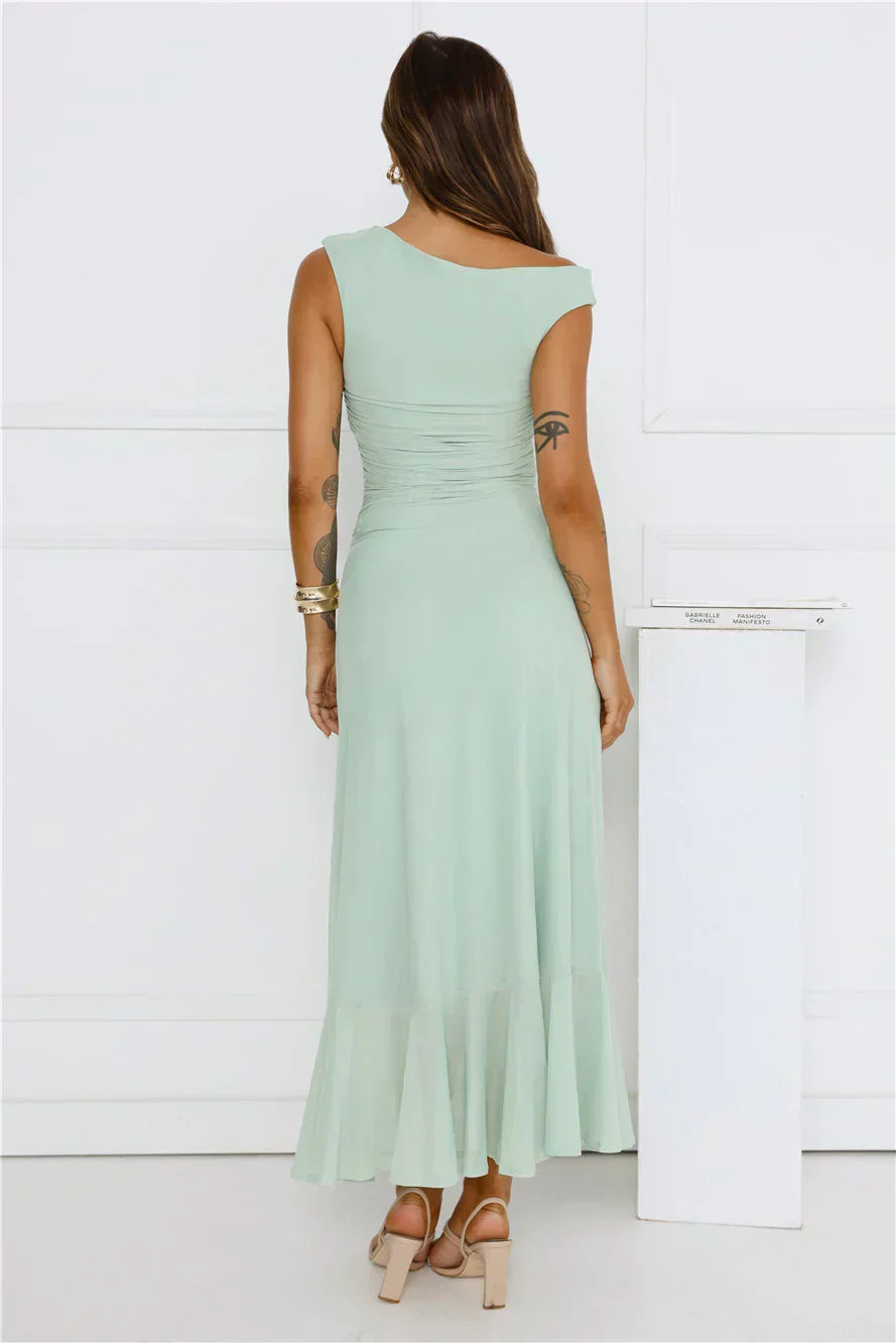 Müheloses Off-Shoulder Midi-Kleid aus Mesh für Mädchen