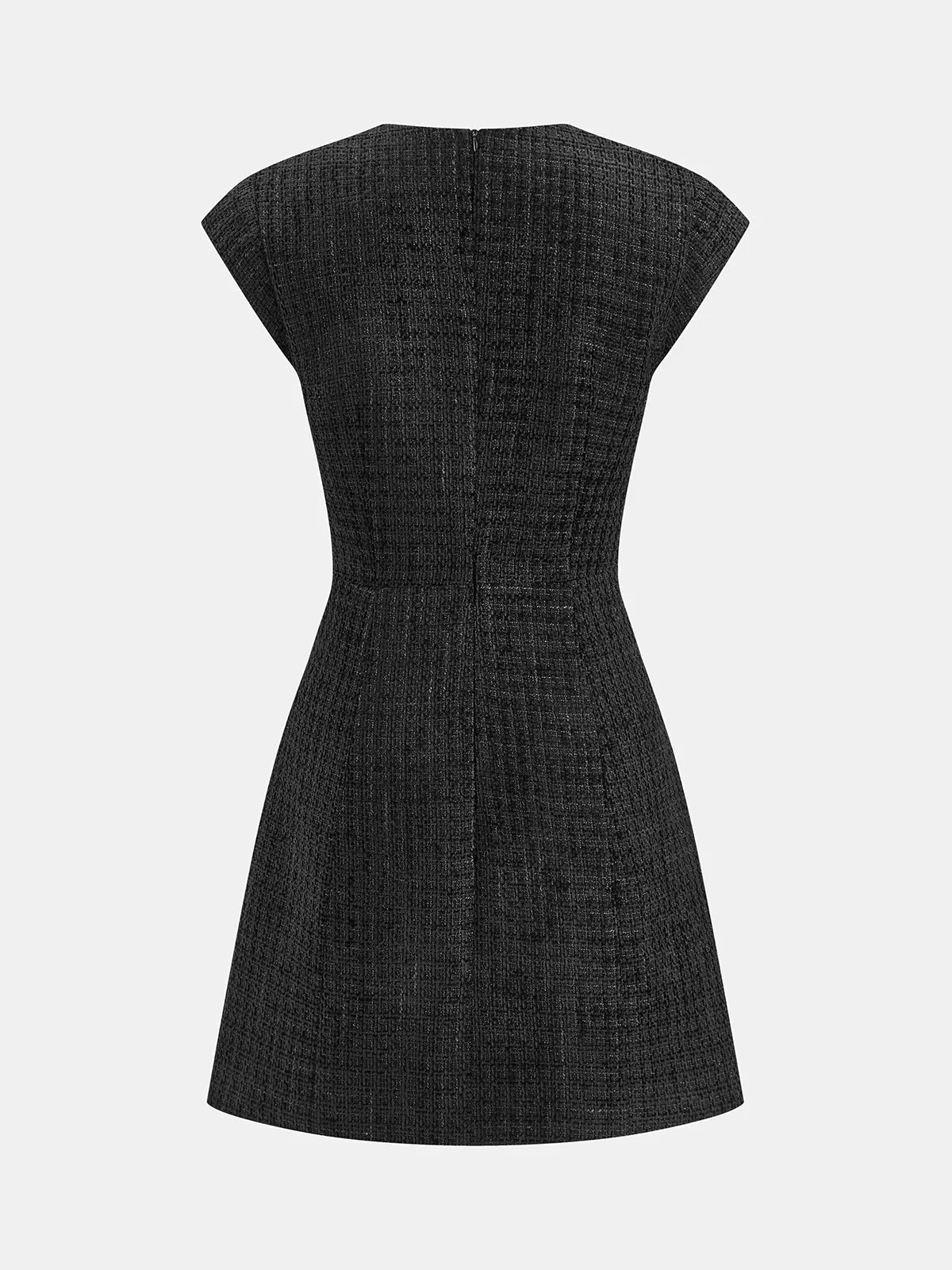 Tweed-Minikleid ohne Ärmel mit Metallknöpfen