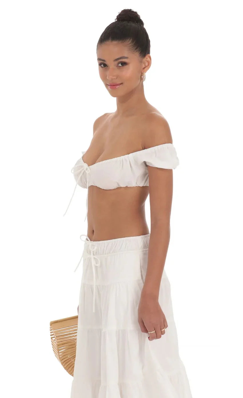 Off Shoulder Crop Top in White