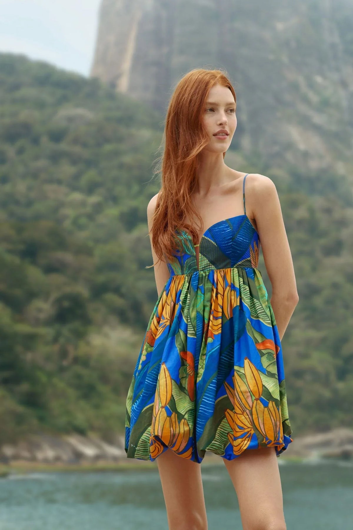 Blau-Bananen-Trauben Ärmelloses Minikleid
