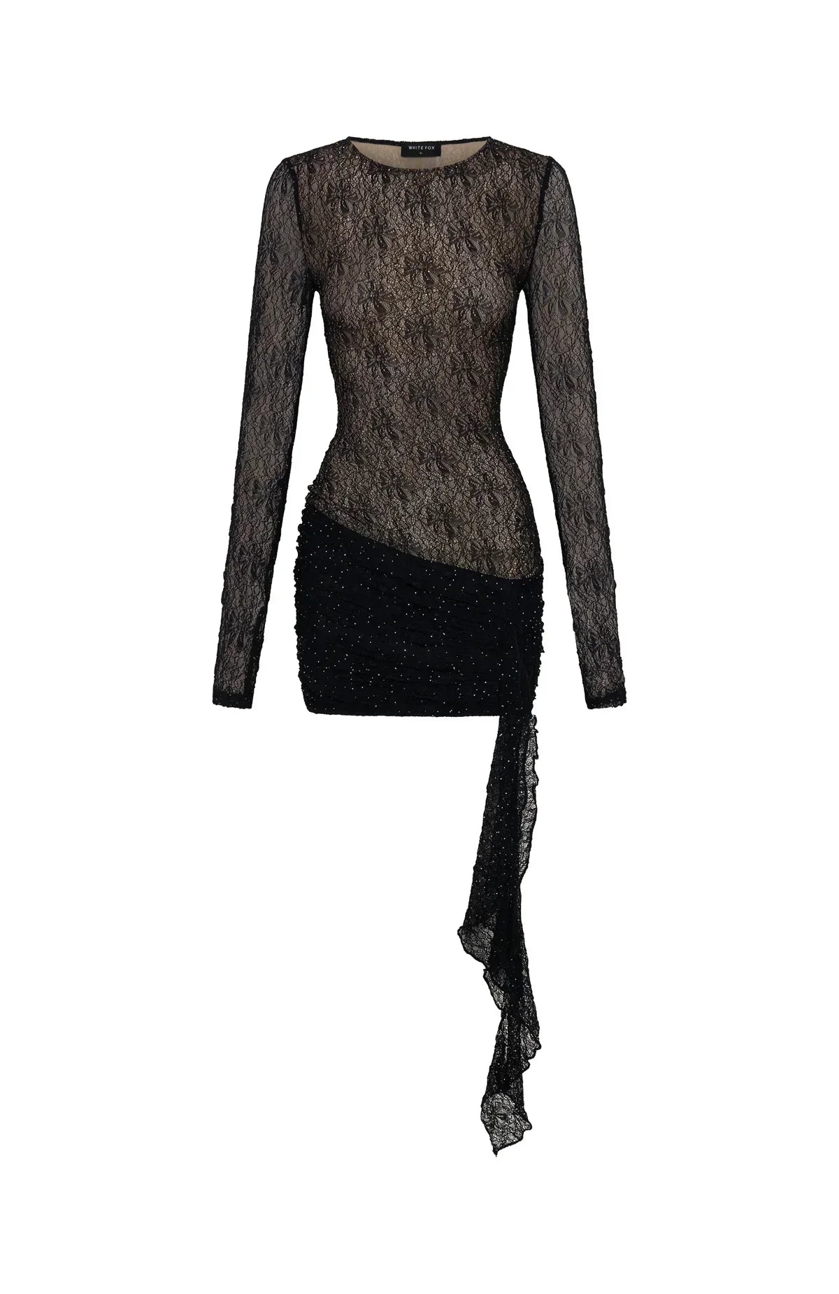 Glitzerndes Langarm-Minikleid Schwarz