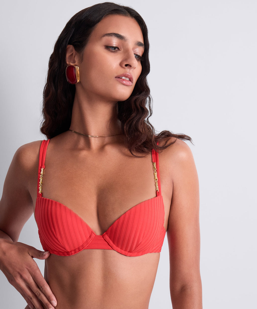 Sun Pop Push-up-Bikinioberteil Koralle