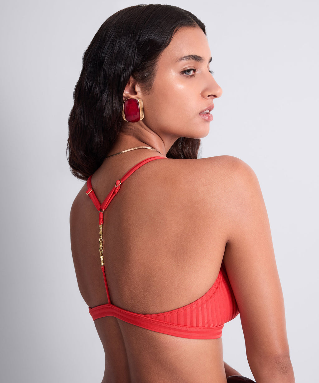 Sun Pop Triangel Bikini-Oberteil Koralle
