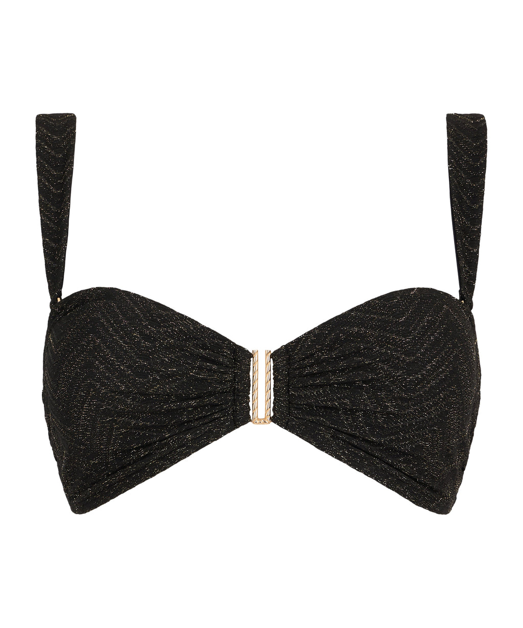 Golden Horizon Haut de maillot de bain Bandeau coques amovibles Black
