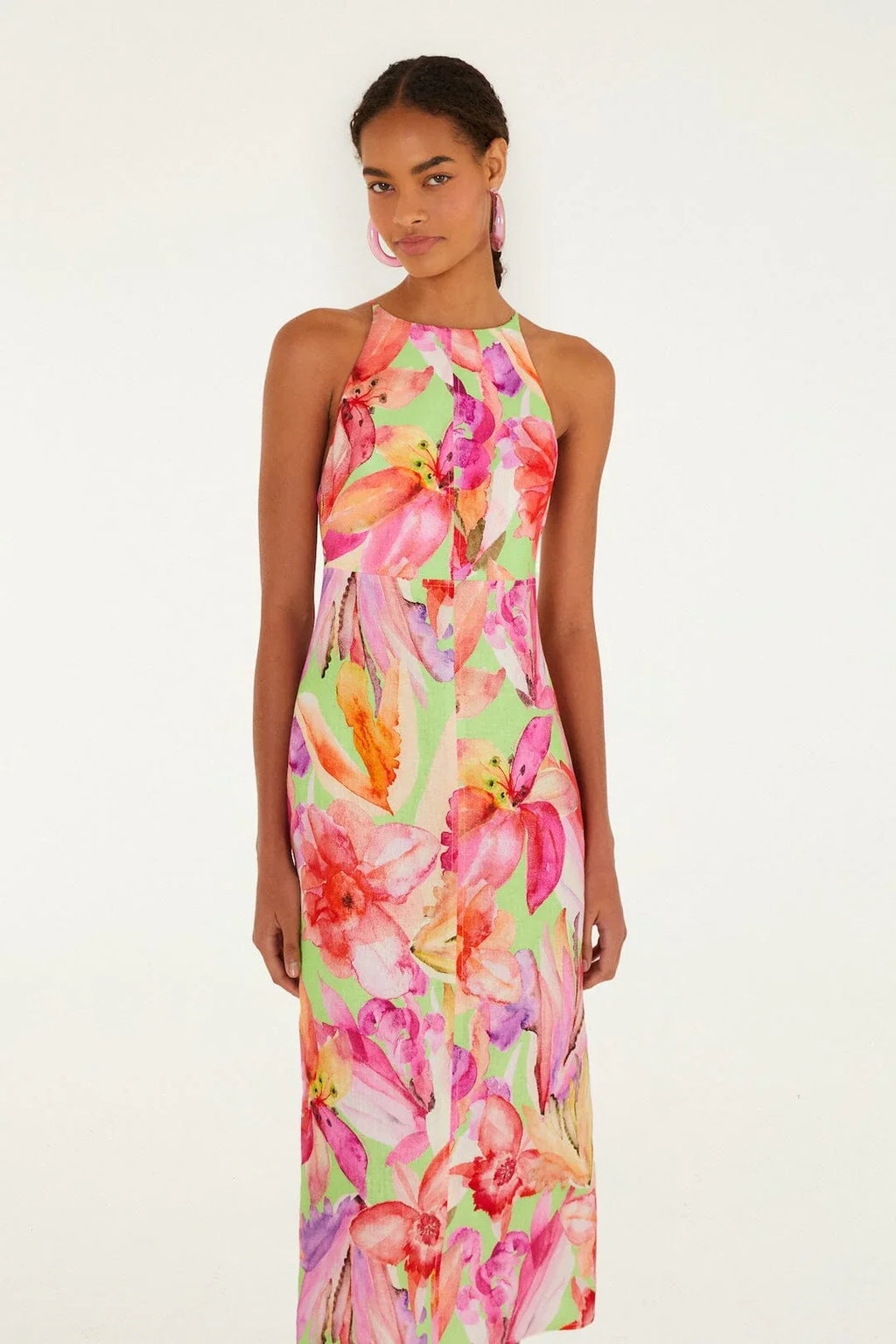 Multicolor Artsy Flora Midi Dress