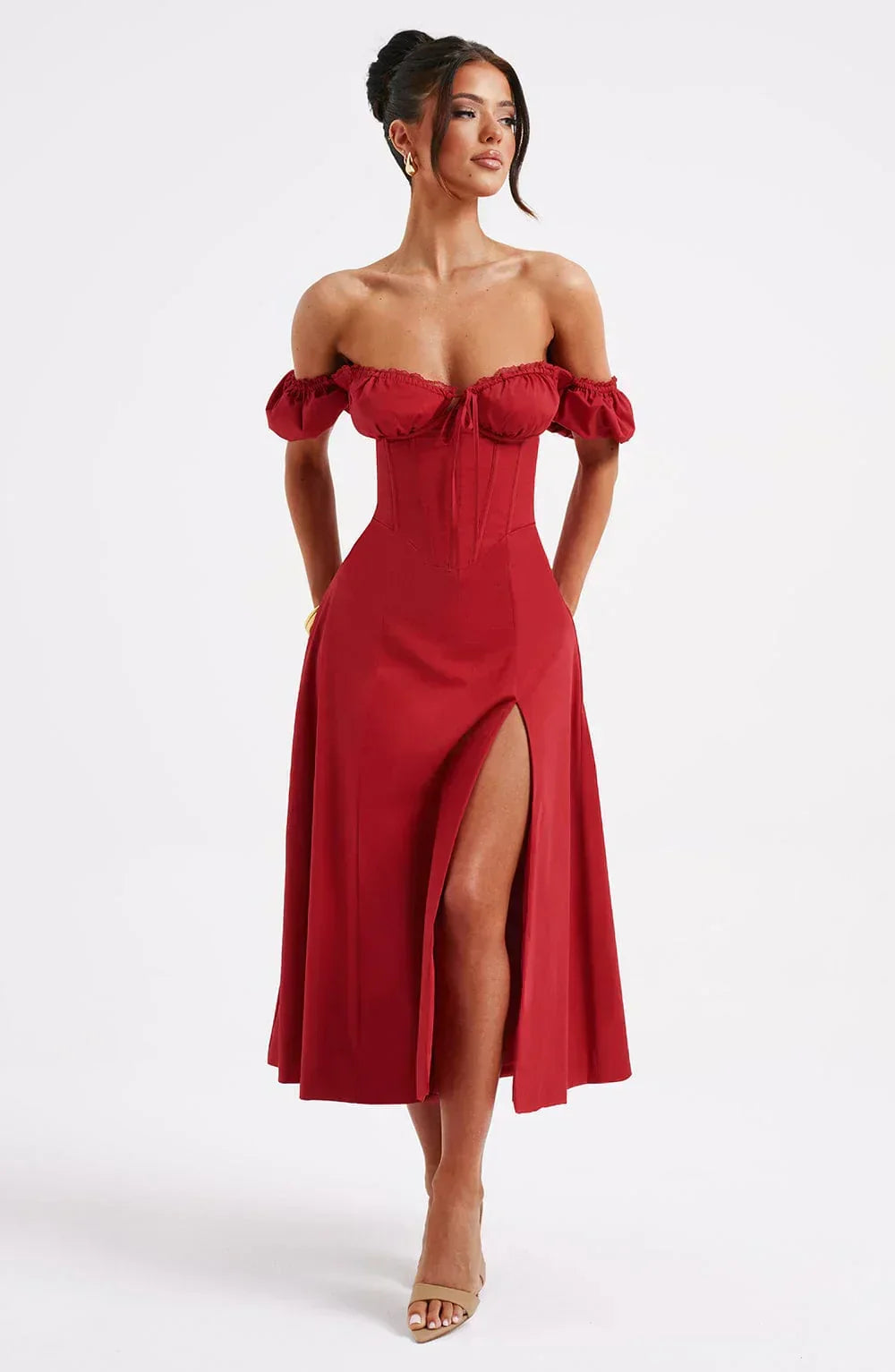 Courtney Midi-Kleid – Rot