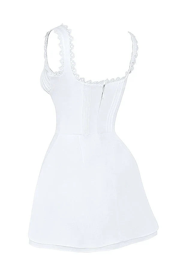 weißes Mini-Smokingkleid