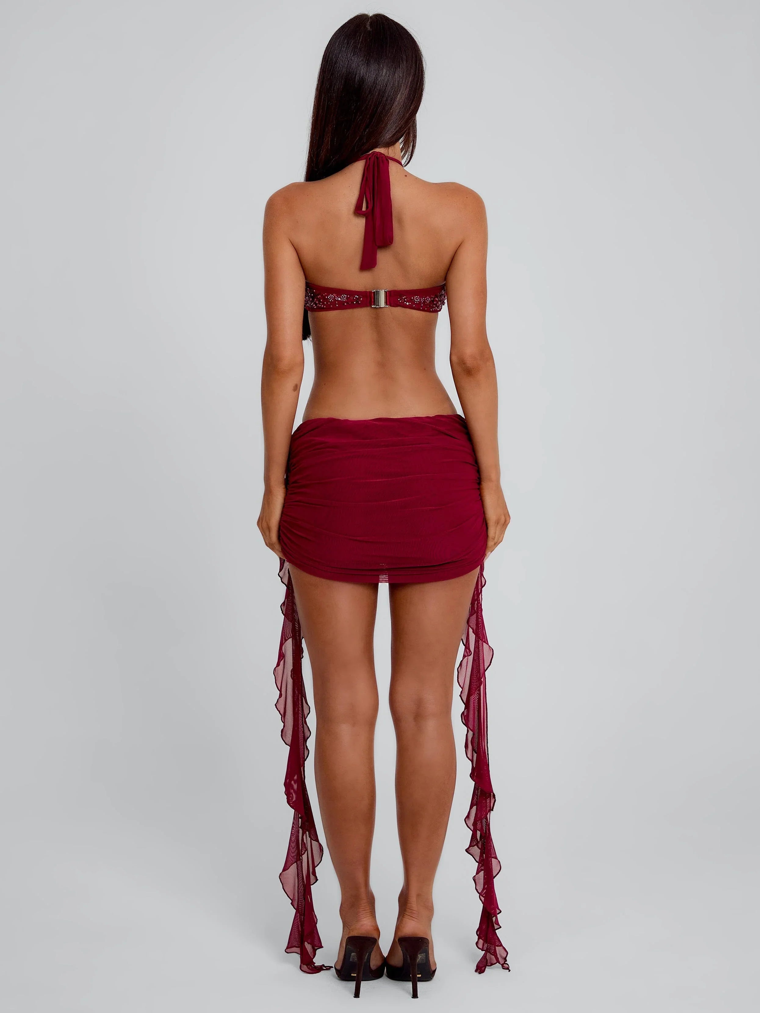 Geraldine Mini-Kleid Bordeaux