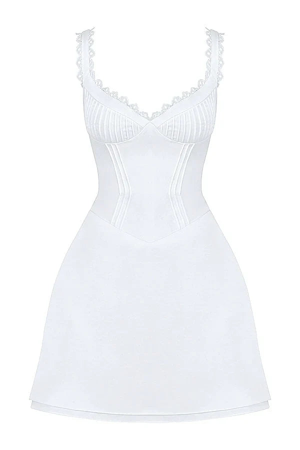 weißes Mini-Smokingkleid
