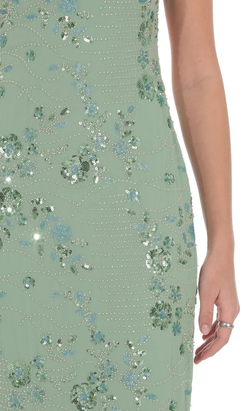 Lilia besticktes Maxikleid in Grün