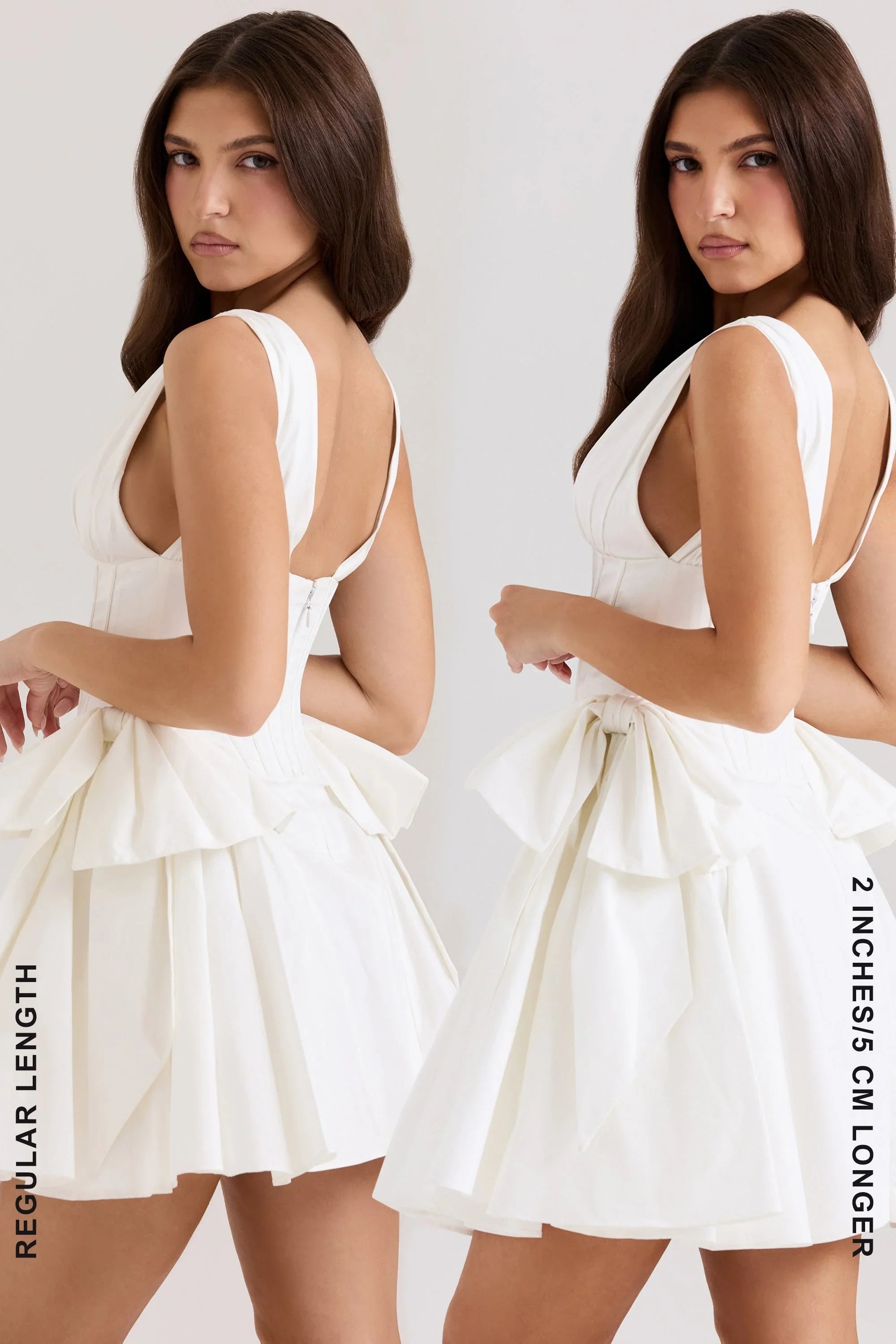 weißes Stretch-Baumwoll-Kleid mit Schleife