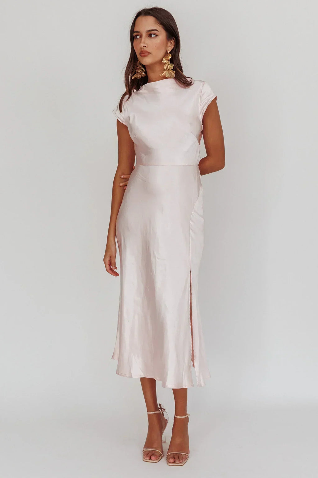 Lucinda Twist Back Midikleid Blush