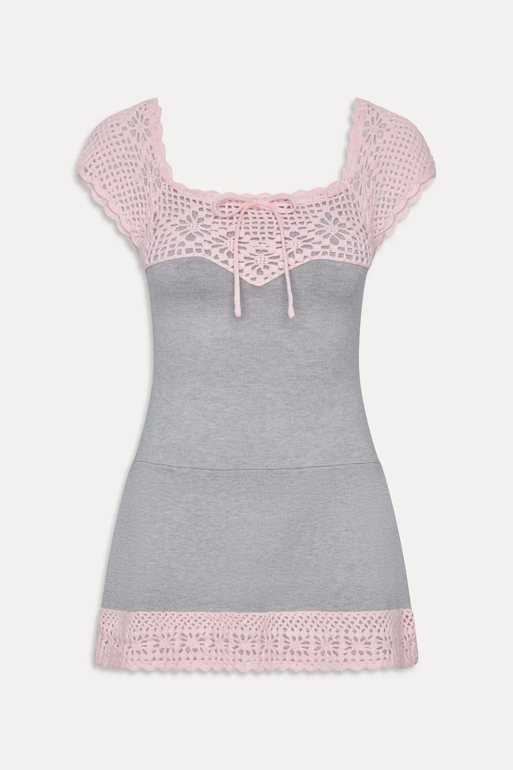 Lover Häkelstrick Minikleid – Pink Flora