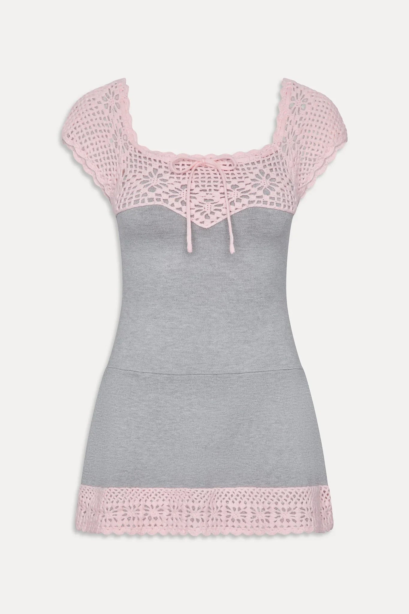 Lover Häkelstrick Minikleid – Pink Flora