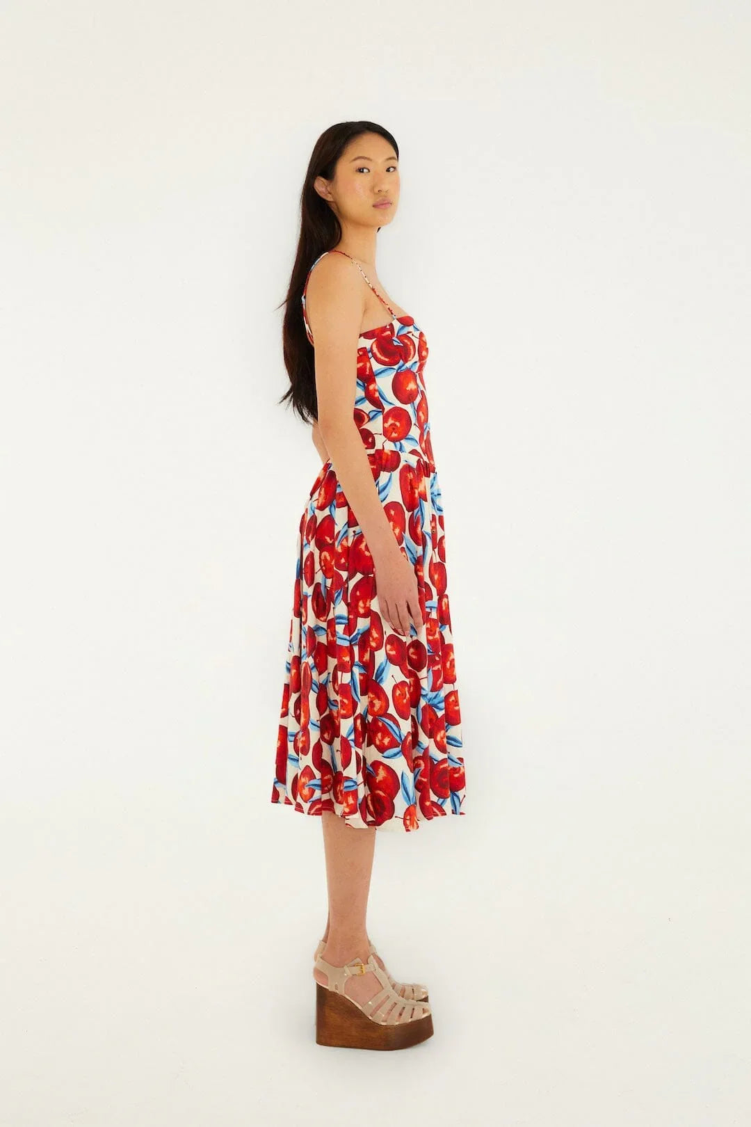 Cherry Blossom Sleeveless Midi Dress